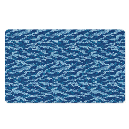 Navy Tiger Stripe Camo Pattern Print Polyester Doormat