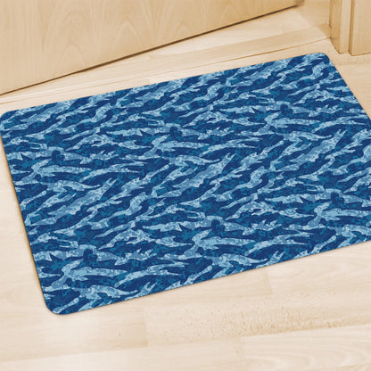Navy Tiger Stripe Camo Pattern Print Polyester Doormat