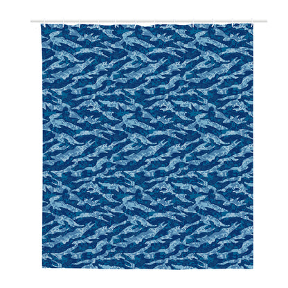 Navy Tiger Stripe Camo Pattern Print Polyester Shower Curtain
