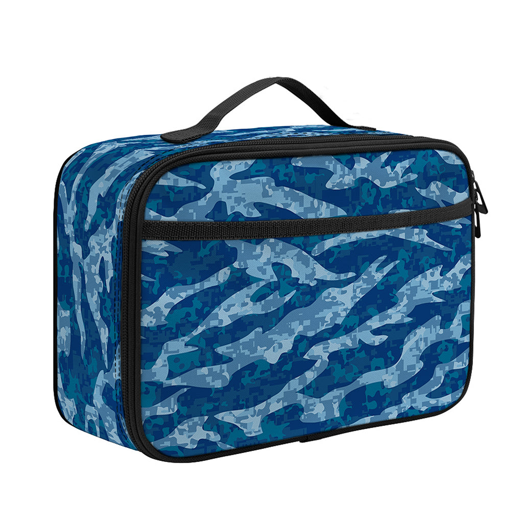 Navy Tiger Stripe Camo Pattern Print Portable Lunch Bag