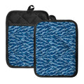 Navy Tiger Stripe Camo Pattern Print Pot Holders With Pocket