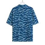 Navy Tiger Stripe Camo Pattern Print Rayon Hawaiian Shirt