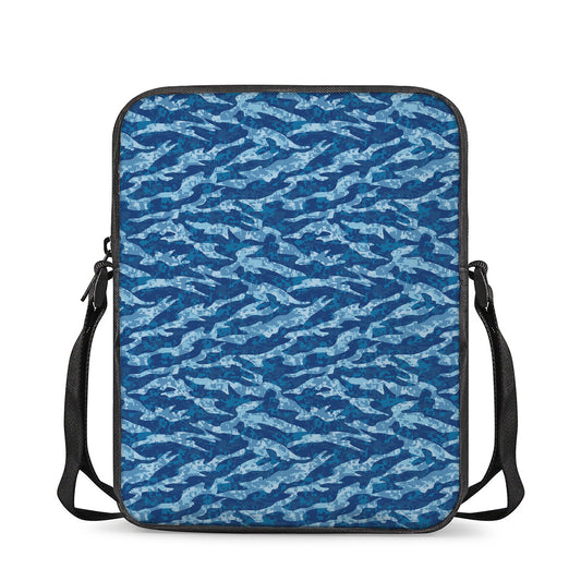 Navy Tiger Stripe Camo Pattern Print Rectangular Crossbody Bag