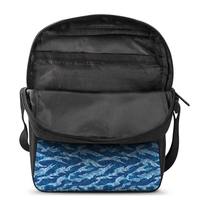 Navy Tiger Stripe Camo Pattern Print Rectangular Crossbody Bag