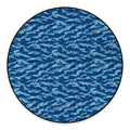 Navy Tiger Stripe Camo Pattern Print Round Floor Mat