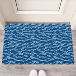 Navy Tiger Stripe Camo Pattern Print Rubber Doormat