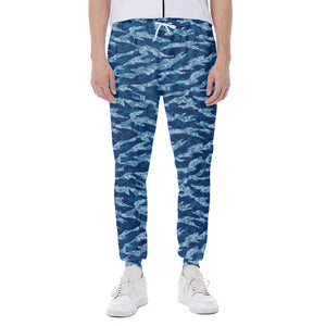 Navy Tiger Stripe Camo Pattern Print Scuba Joggers