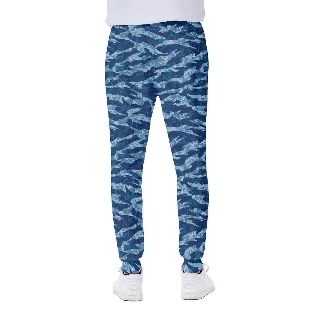 Navy Tiger Stripe Camo Pattern Print Scuba Joggers