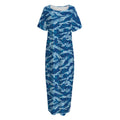 Navy Tiger Stripe Camo Pattern Print Short Sleeve Long Nightdress
