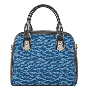 Navy Tiger Stripe Camo Pattern Print Shoulder Handbag