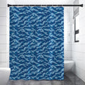 Navy Tiger Stripe Camo Pattern Print Shower Curtain