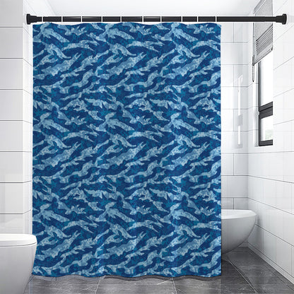 Navy Tiger Stripe Camo Pattern Print Shower Curtain