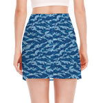 Navy Tiger Stripe Camo Pattern Print Side Slit Mini Skirt