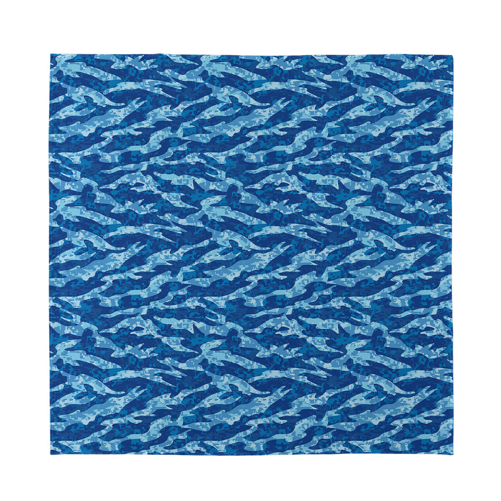 Navy Tiger Stripe Camo Pattern Print Silk Bandana