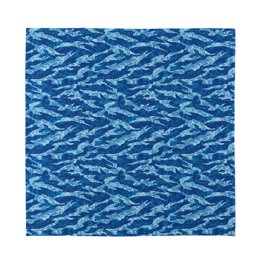 Navy Tiger Stripe Camo Pattern Print Silk Bandana