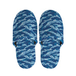 Navy Tiger Stripe Camo Pattern Print Slippers