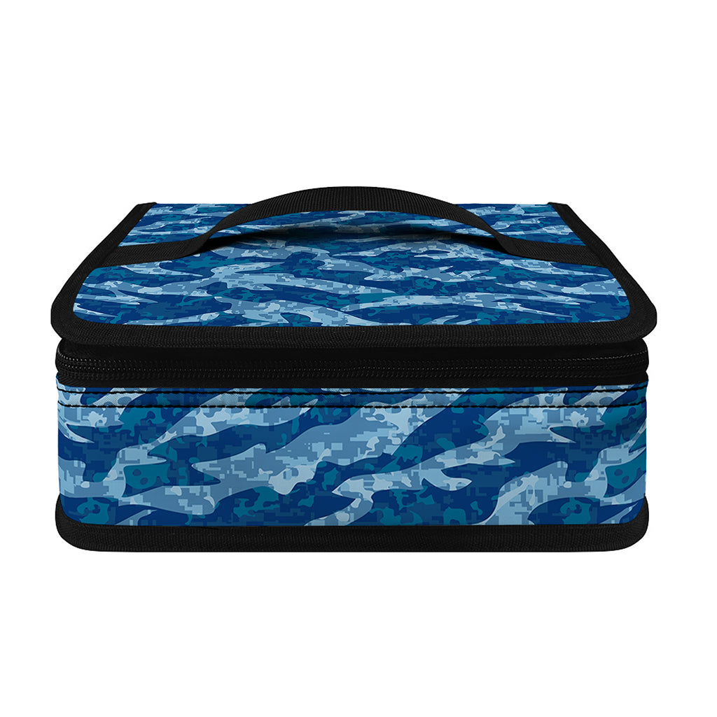 Navy Tiger Stripe Camo Pattern Print Small Lunch Bag
