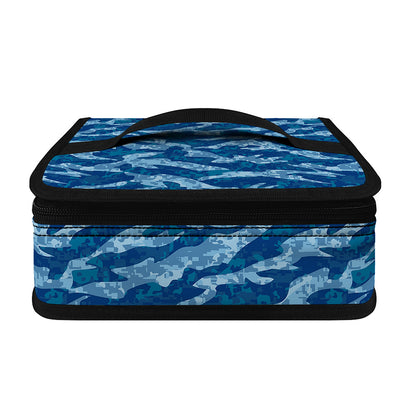 Navy Tiger Stripe Camo Pattern Print Small Lunch Bag