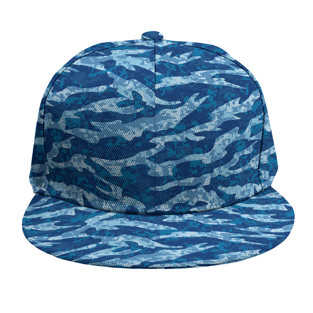 Navy Tiger Stripe Camo Pattern Print Snapback Cap