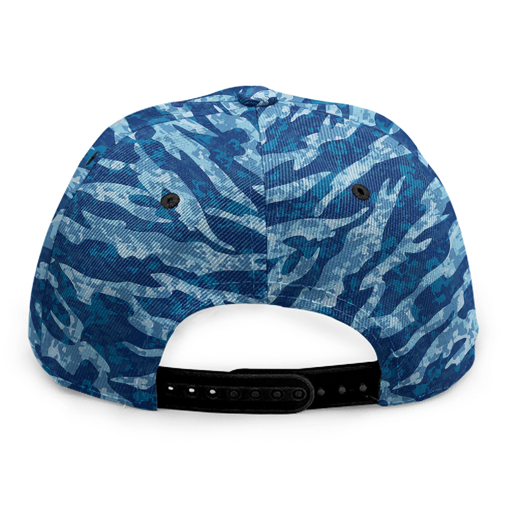 Navy Tiger Stripe Camo Pattern Print Snapback Cap