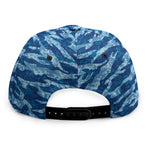 Navy Tiger Stripe Camo Pattern Print Snapback Cap