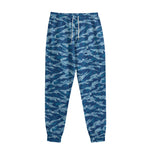 Navy Tiger Stripe Camo Pattern Print Sweatpants