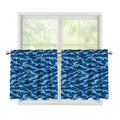 Navy Tiger Stripe Camo Pattern Print Tier Curtains