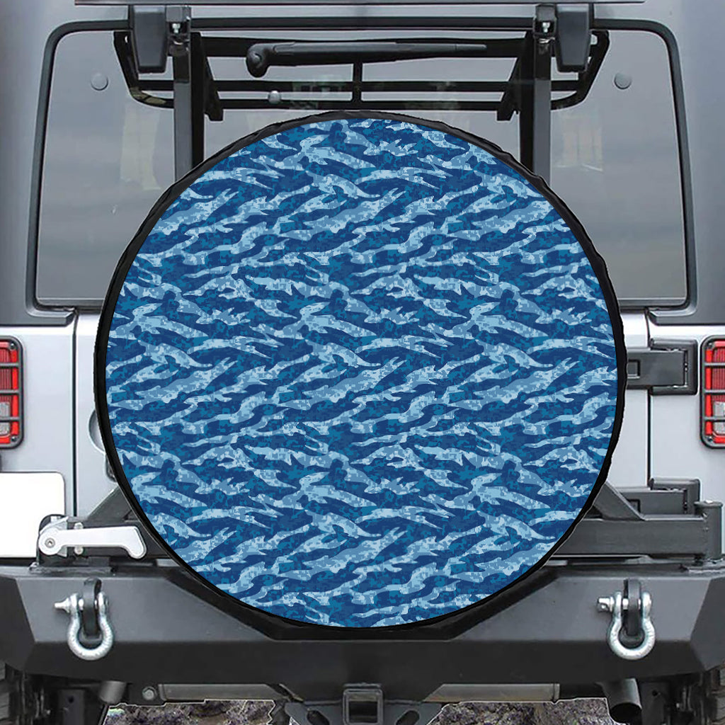 Navy Tiger Stripe Camo Pattern Print Tire Cover