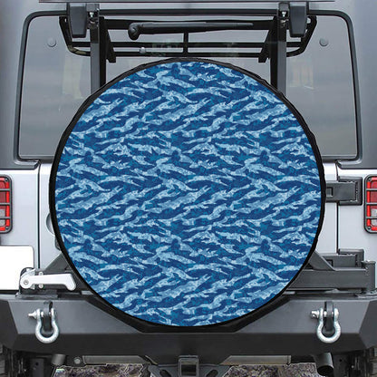 Navy Tiger Stripe Camo Pattern Print Tire Cover