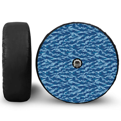 Navy Tiger Stripe Camo Pattern Print Tire Cover With Camera Hole
