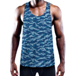 Navy Tiger Stripe Camo Pattern Print Training Tank Top