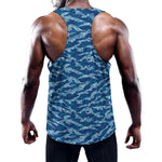 Navy Tiger Stripe Camo Pattern Print Training Tank Top