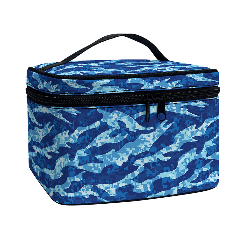 Navy Tiger Stripe Camo Pattern Print Travel Makeup Bag