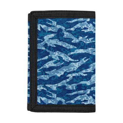 Navy Tiger Stripe Camo Pattern Print Trifold Wallet