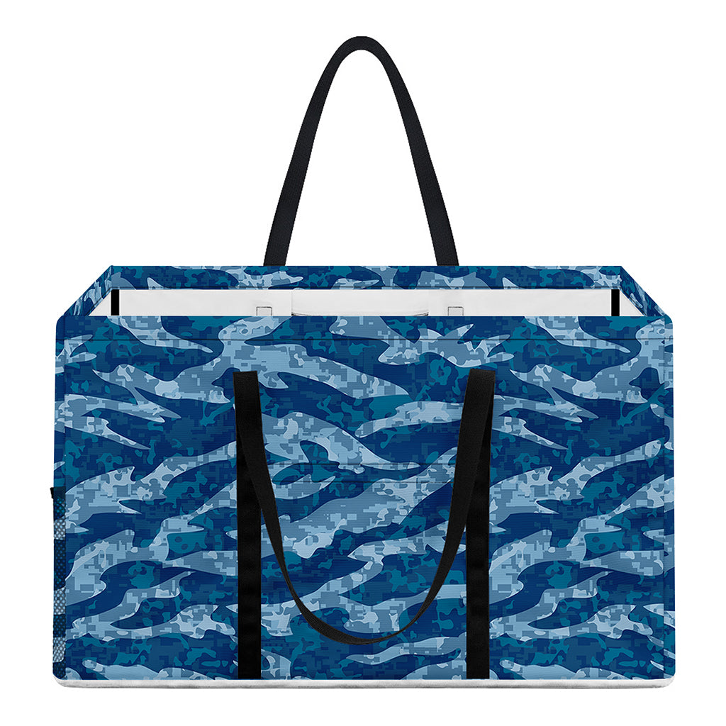 Navy Tiger Stripe Camo Pattern Print Utility Tote Bag
