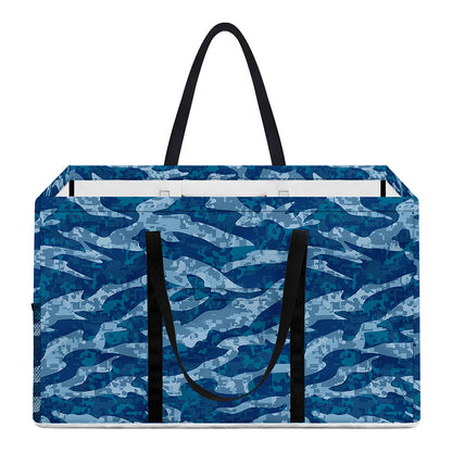 Navy Tiger Stripe Camo Pattern Print Utility Tote Bag