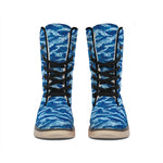 Navy Tiger Stripe Camo Pattern Print Winter Boots