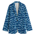 Navy Tiger Stripe Camo Pattern Print Women's Blazer
