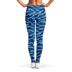Navy Tiger Stripe Camo Pattern Print Women's Leggings