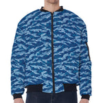 Navy Tiger Stripe Camo Pattern Print Zip Sleeve Bomber Jacket