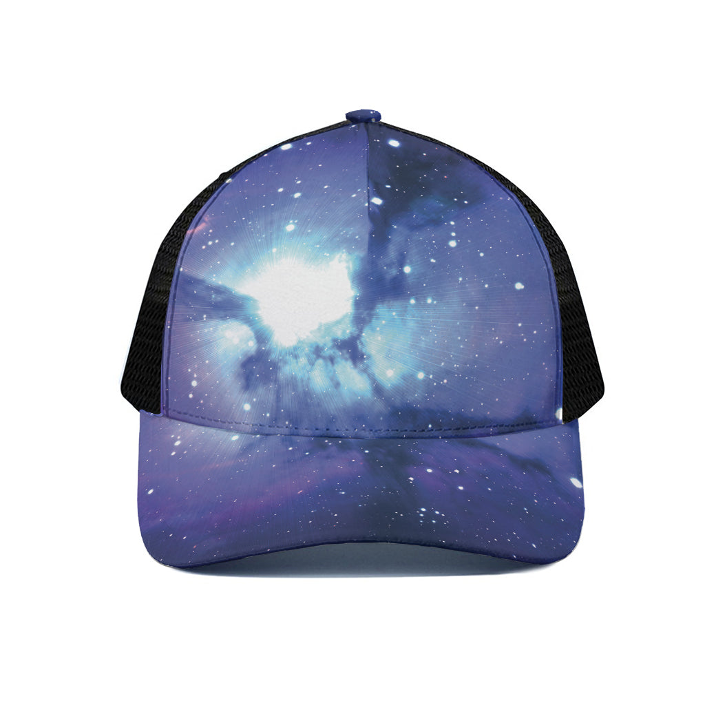 Nebula Space Print Black Mesh Trucker Cap