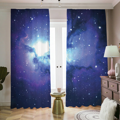 Nebula Space Print Blackout Pencil Pleat Curtains