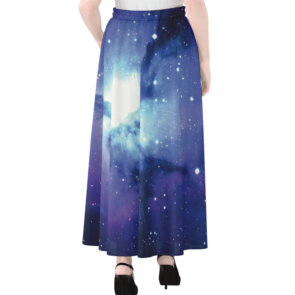 Nebula Space Print Chiffon Maxi Skirt