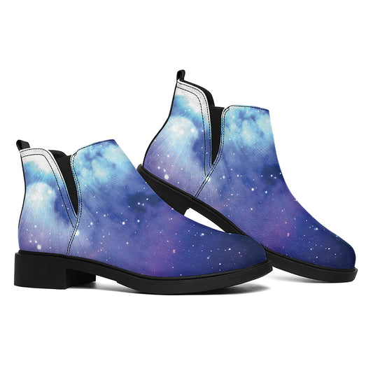 Nebula Space Print Flat Ankle Boots