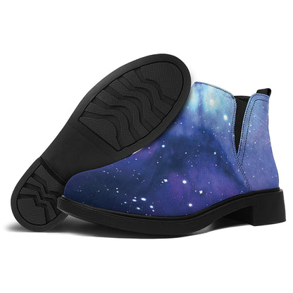 Nebula Space Print Flat Ankle Boots