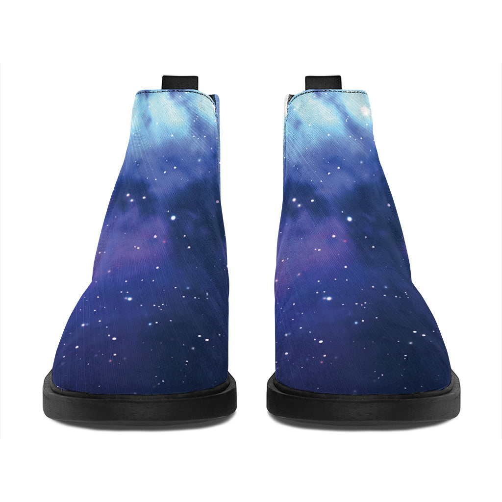 Nebula Space Print Flat Ankle Boots