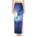 Nebula Space Print High Slit Maxi Skirt
