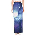 Nebula Space Print High Slit Maxi Skirt