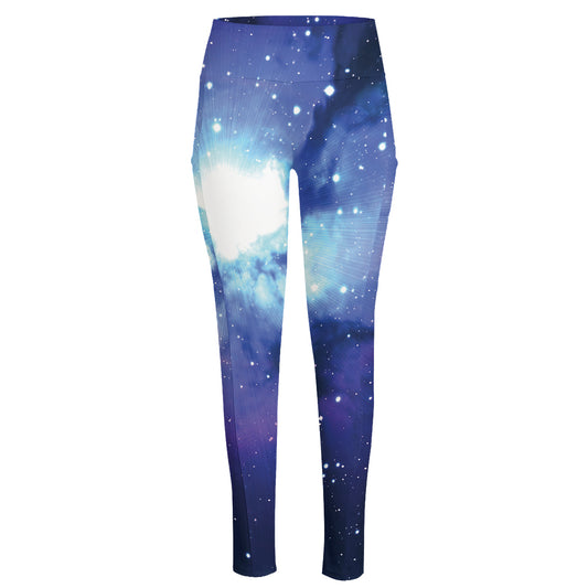 Nebula Space Print High-Waisted Pocket Leggings