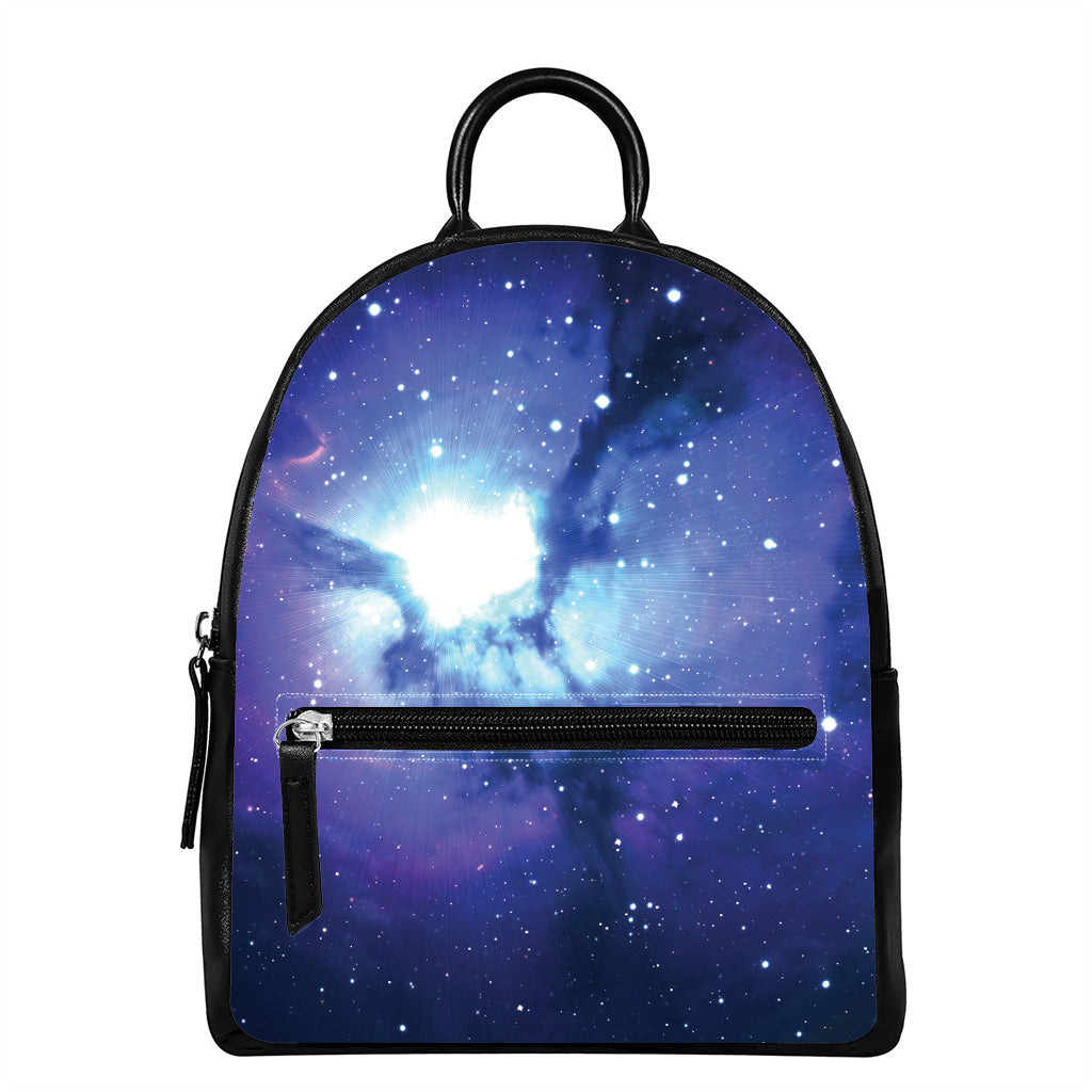 Nebula Space Print Leather Backpack
